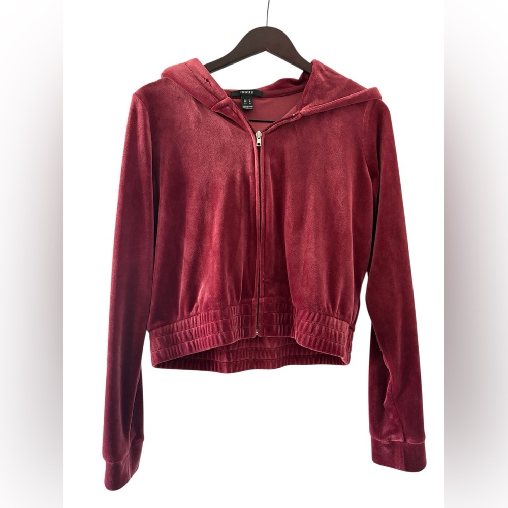 2 for $20 - Forever 21 Burgundy Velvet Hoodie - Size M